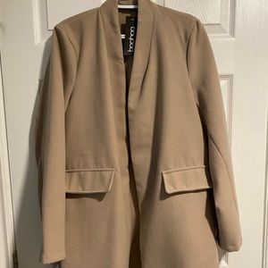 🐶 NWT Boohoo Collarless Wool Look Coat